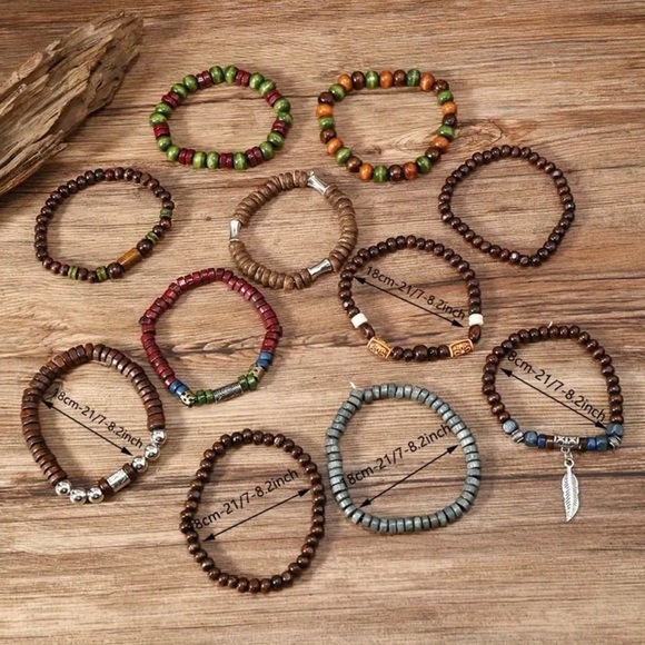 🔴 5 for $10 ONE Vintage Style Bohemian Wooden Beaded Stacking Bracelet - Picture 7 of 7